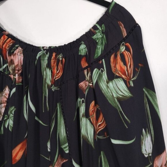 ASTR The Label Chavelle Floral Off Shoulder Top MEDIUM Viscose Black‎ ACT12455 - Picture 10 of 13